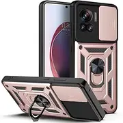Compatible with Motorola Edge 30 Ultra/Edge X Case,Compatible with Moto X30 Pro 5G Magnetic Bracket [PC+TPU] 2 in 1 Slide Lens Pink