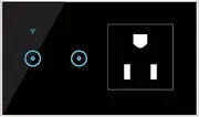 Qudai 95-250V Wi-Fi Smart Wall Outlet with 2 Gang Touch Light Switch Smart Life APP Remote Control, Voice Control, Touch Control Compatible with Assistant Wi-Fi Smart Switch Plug Outlet US