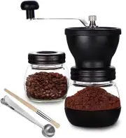Manual Coffee Bean Grinder with Ceramic Burr Hand Coffee Grinder Mill Small