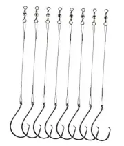 Fishing Circle Hooks Saltwater 50pcs Leader Hook Rigs for Catfish 1/0, 50 Pack