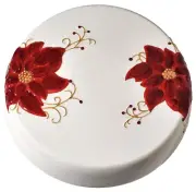 New White Red Flower Poinsettia Heavy Duty Ceramic Pedestal Cake Stand