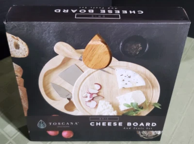 NEW Toscana Acacia Brie Cheese Board and Tool Set 8” Branded Francis Marion