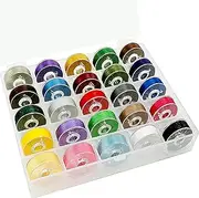 New brothread 25pcs Type L (SA155) Size Assorted Colors Prewound Bobbin Thread Plastic Side for Particular Embroidery and Sewing Machines - 60 Weight