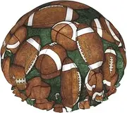 Football Green Print Various Activities Shower Cap Reusable Soft And Lightweight Bath Hair Cap Long Hair