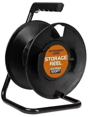 Extension Cord Storage Reel with Metal Stand, Black - Portable Cable Reel,