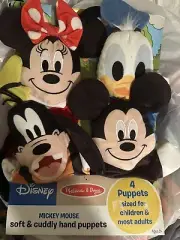 Melissa & Doug Mickey Mouse Soft & Cuddly Hand Puppets Set of 4 New