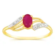 9ct Yellow Gold 0.65 Carat Natural Ruby & Diamonds Ring, K