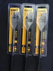 3-Pk DEWALT 5/8" Spade Drill Bit, DW1592, 16” Total Length, Quick Change, (5D)