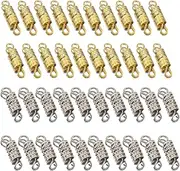 [VASANA] 40Pcs 4x14mm Screw Type Clasps Barrel Screw Clasps Screw Twist Clasps Cord End Clasps Screw Connector for DIY Jewelry Bracelet Necklace Making (Gold+Silver)