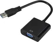 USB3.0 to VGA Adapter USB to VGA External Video Card VGA Converter for Desktop Laptop PC to Projector Black