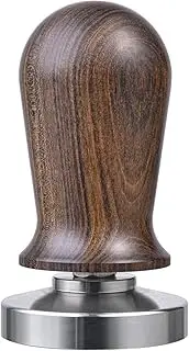 53mm Calibrated Espresso Tamper, MATOW Calibrated Coffee Tamper with Spring Loaded Wooden Handle Stainless Steel Flat Base, Professional Barista Espresso Hand Tamper (Wood Handle, 53mm Tamper)