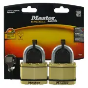 Master Lock Excell OCTAGON SHACKLE PADLOCK Maximum Security BRASS, 65mm- 2pcs