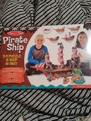 NEW Melissa & Doug Pirate Ship 3D Puzzle & Play Set In One 100+ Pieces! Kids Toy