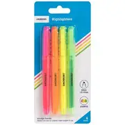 J.Burrows Pen Style Highlighters Assorted 4 Pack