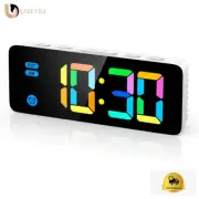LED Digital Alarm Clock with RGB Colors 7 Backlight Snooze for Heavy Sleepers