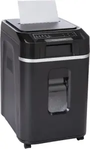 200-Sheet Auto Feed Micro Cut Paper Shredder with Pullout Basket, Black - NEW (P