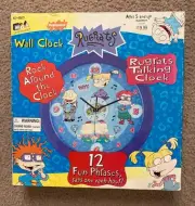 VTG 1999 Talking Rock Around the Clock Wall Clock w/ 12 Fun Phrases NEW open box