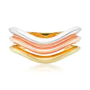 9ct Yellow & Rose Gold 3 Row Rhodium Plated Ring