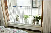 Safety Gate Freestanding Safety Fence, for Window Balcony Portable Panels Width 78cm-300cm, Customizable (Color : White, Size : Width 104-113cm)
