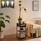 BAMGROW Floor Lamp with End Table, Side Table with Lamp Attached, Bedside Nig...