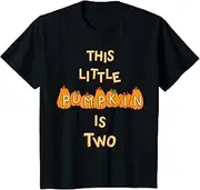 [X.Style] Kids Toddler's 2nd Birthday Fall Pumpkin Theme Party Two Year Old ds1103 T-Shirt (S) Black