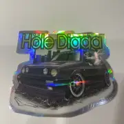 Vtg 90s Hole Digga CEI DYKOM anime racing cars holo Vending Machine Sticker