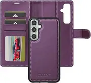 [Boyobacase] Wallet Case for Samsung Galaxy S23 Plus 5G,for Galaxy S23 Plus 5G Case,2 in 1 Detachable Wallet Magnetic with Card Slots Cash Pocket Stand Feature with Wrist Strap-Deep Purple