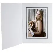 Photo Folders White w/Black Foil 5x7 Vertical 25 Pack (Same Shipping Any Qty)