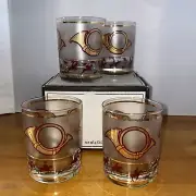 Vintage Culver 22K Gold Fox Hunt Highball Glasses Set of 4 MCM Barware Rare!