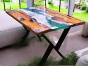 48"x30" Epoxy Resin Wood Dining Center Sofa Table Top Console Bar Desk Hotel Dec