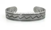 Wave - Solid Copper Magnetic Bangle Bracelet Cuff with Silver platting - BG13S