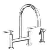 NEWPORT BRASS KITCHEN BRIDGE FAUCET W/SIDE SPRAY POLISHED CHROME EAST LINEAR NEW