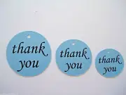 10 Kraft Blue Gift Swing Tags Wedding Favour Thank you Bomboniere Round S4