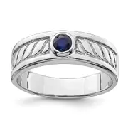 Sterling Silver Men's Blue Sapphire Ring