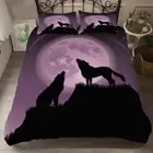 Wolves Howl In Great Valley 3D Quilt Duvet Doona Cover Set Pillow case Print