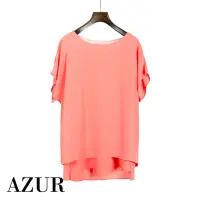 在飛比找momo購物網優惠-【AZUR】素雅雪紡多層次上衣-粉紅