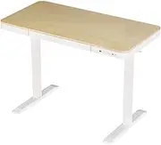 Artiss Electric Laptop Standing Desk Height Adjustable Sit Stand Desks 120cm X 60cm Desktop Table Office Study Computer Workstation (Oak Top + White Frame) Dual Motor Whole Piece Monitor Riser