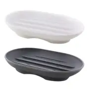 Draining Soap Dish Soap Holder with Non Slip Bottom Grey & White (2 Pack)