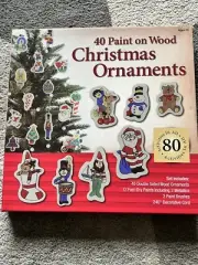 40 Paint On Wood Christmas Ornaments With Paint, Brushes And Hanging string