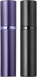 WHOHAO 2PCS Perfume Atomizer Bottle(5ML), Refillable Portable Mini Perfume Atomizer for Travel, Leakproof Pump Perfume Spray Bottle Atomizer for Man and Woman (Black+Purple)