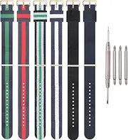[XBHSW] Premium Nylon Multicolor Nato Watch Band, 10mm-22mm Unisex Casual Strap, Breathable and Soft, Tang Buckle, Not Water Resistant