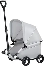 Dog Pram, Dog Stroller, 4 Wheels Pet Pushchair with Sun Shade, Safety Leashes, Shopping Cart Travelling Shopping Walking Playing, for Small and Medium Dogs Gray