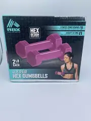 RBX 2 Pound Dumbbells Compact Hand Weights Hex Design - Build Muscle
