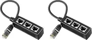 Binxind 2X Rj45 Ethernet Splitter Adapter, Ethernet Splitter 1 to 3, for Home, Office, School Network Expansion