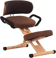 Ergonomic Kneeling Chair with Back and Handle Height Adjustable Wood Office Furniture Kneeling Posture Work Chair Knee Stool