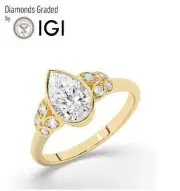 Pear Solitaire Labgrown Diamond Engagement Ring 14k Yellow Gold 1.60 Ct D VVS2