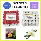 100pk Scented Tealights Tea Light Candles Bulk 4 Hours Burn Home Scent Wedding