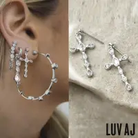 在飛比找momo購物網優惠-【LUV AJ】好萊塢潮牌 鑲鑽銀色十字架耳環 MINI B