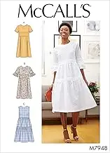 McCall's M7948 Misses' Knee Length Pleated Sewing Patterns Dress, Size 6-8-10-12-14