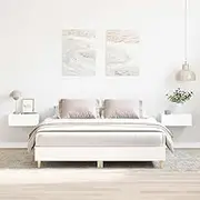 vidaXL White Bed Frame - Engineered Wood 150x200 cm with Slatted Base and Sturdy Legs for Bedroom